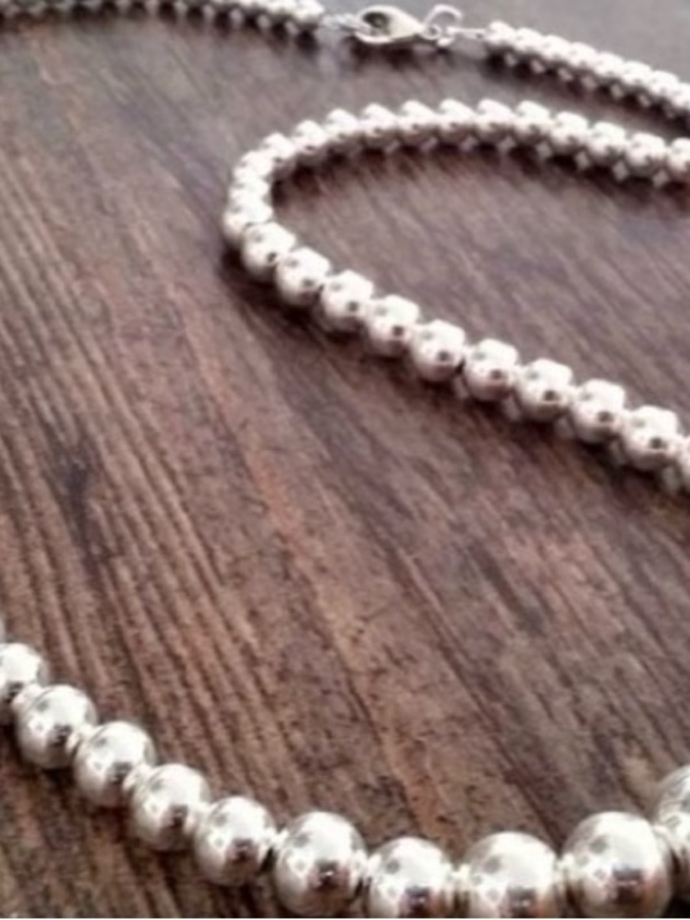 Classic Silver Bead Necklace - Polished Women's Jewelry